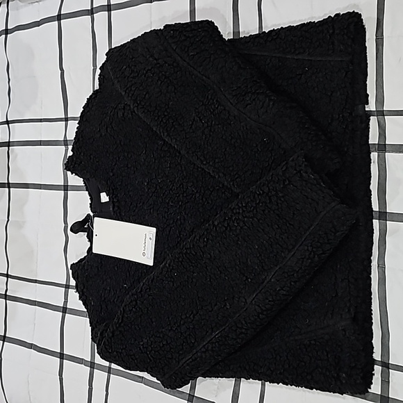 * NWT Lululemon Wool Whenever Crew Pull Zip Back Sherpa Black 4 - Picture 1 of 9
